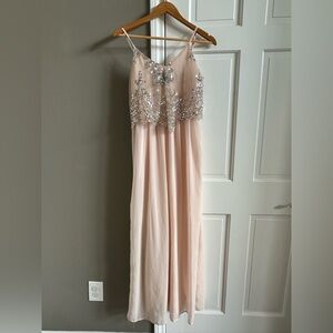 Elegant Pink Gown with Silver Sequins